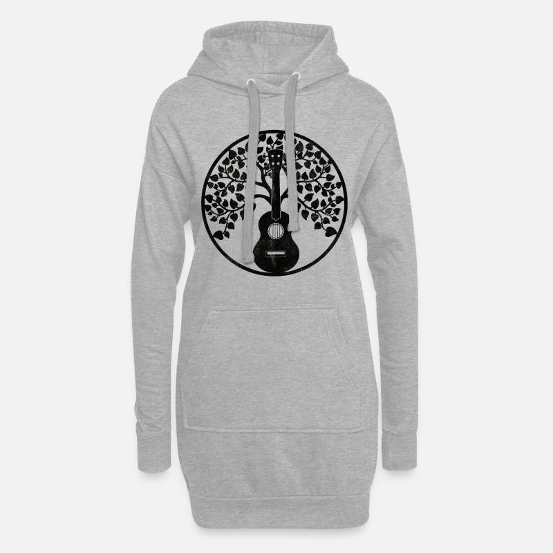 Ukulele tree mandala schwarz - Hoodie-Kleid - Grau meliert