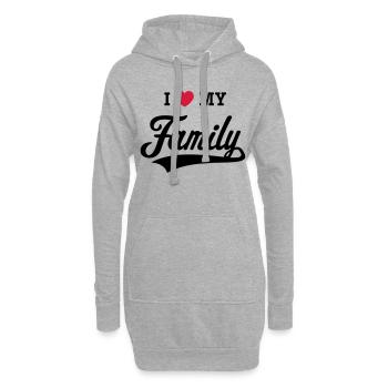 I Love My Family! (J'Aime Ma Famille ! / 2C) - Sweat-shirt à capuche long Femme - gris chiné - Devant