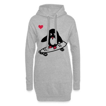 Skaterpinguin - Hoodie-Kleid - Grau meliert - Vorne