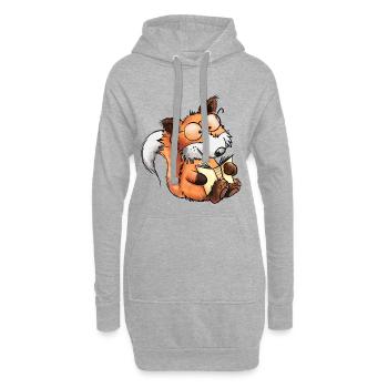 Sly Books Fox Je lis I Comic Animals - Sweat-shirt à capuche long Femme - gris chiné - Devant