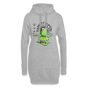 Peace Frosch - Hoodie-Kleid - Grau meliert - Vorne