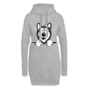 Happy Husky - Sweat-shirt à capuche long Femme - gris chiné - Devant