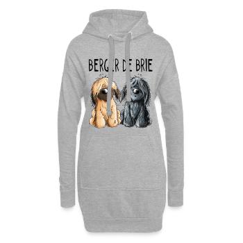 Zwei Berger de Brie - Briard - Comic - Geschenk - Hoodie-Kleid - Grau meliert - Vorne
