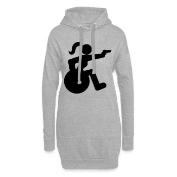 Schießendes Rollstuhlmädchen. Rollstuhlsportlerin * - Hoodie-Kleid - Grau meliert - Vorne
