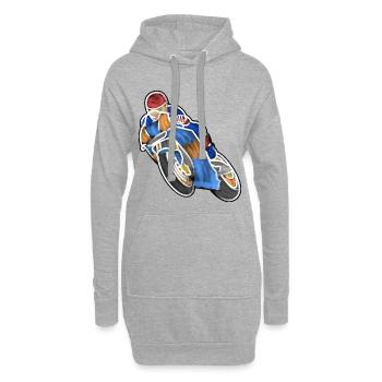 Wheelie beim Motorradrennen - Wasserfarben hell - Hoodie-Kleid - Grau meliert - Vorne