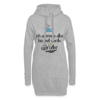 ich werde Bruder - Hoodie-Kleid - Grau meliert - Vorne