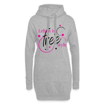 Leben ist freestyle - Hoodie-Kleid - Grau meliert - Vorne