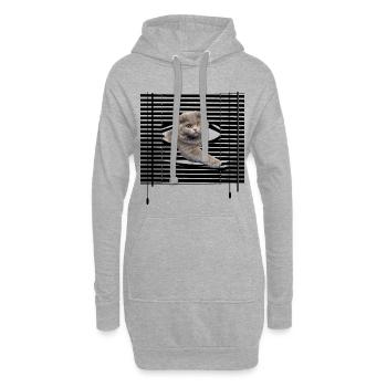 Mon chat s'évade - Sweat-shirt à capuche long Femme - gris chiné - Devant