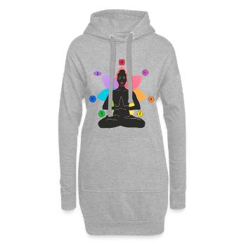 7 Chakren - Hoodie-Kleid - Grau meliert - Vorne