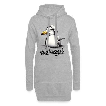 Wattvogel Coole Möwe mit Kapuze - Hoodie-Kleid - Grau meliert - Vorne