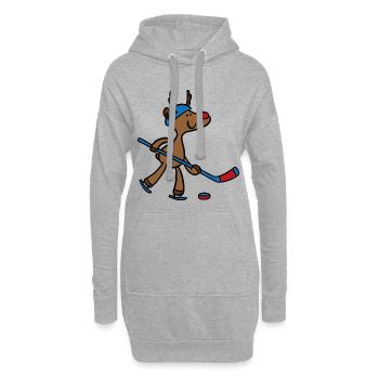 Maillot de hockey sur glace amusant avec mascotte - Sweat-shirt à capuche long Femme - gris chiné - Devant