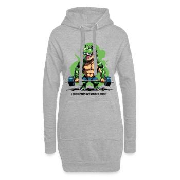 Muscles dino en développement - Sweat-shirt à capuche long Femme - gris chiné - Devant