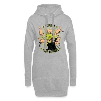 Invocation de démons de style rétro - Sweat-shirt à capuche long Femme - gris chiné - Devant