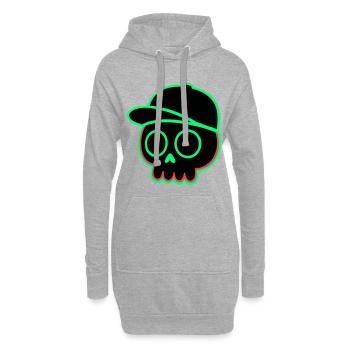 Neon Schädel Cap - Hoodie-Kleid - Grau meliert - Vorne