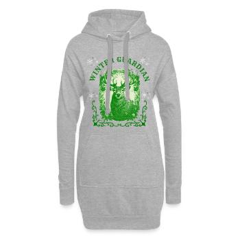 Gravure sur bois du Cerf Gardien d’Hiver Vert - Sweat-shirt à capuche long Femme - gris chiné - Devant