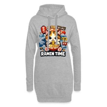 Ramen Time Cute Neko Kawaii Anime - Sweat-shirt à capuche long Femme - gris chiné - Devant