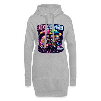 Six Seven 67 Karneval Süß Trend Geschenk - Hoodie-Kleid - Grau meliert - Vorne