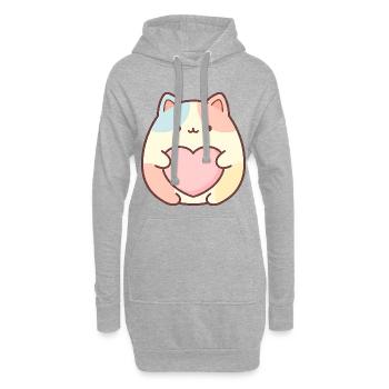 Motif de cœur de chat Kawaii Design de chat mignon - Sweat-shirt à capuche long Femme - gris chiné - Devant