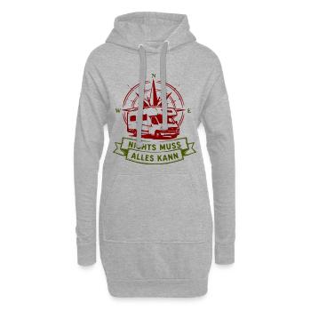 Nichts Muss Alles Kann Wohnmobil Roadtrip - Hoodie-Kleid - Grau meliert - Vorne