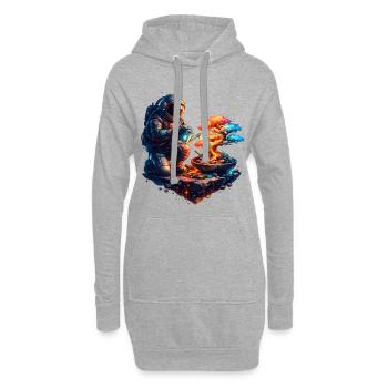 Bonsaï Jardinier Cosmique - Sweat-shirt à capuche long Femme - gris chiné - Devant