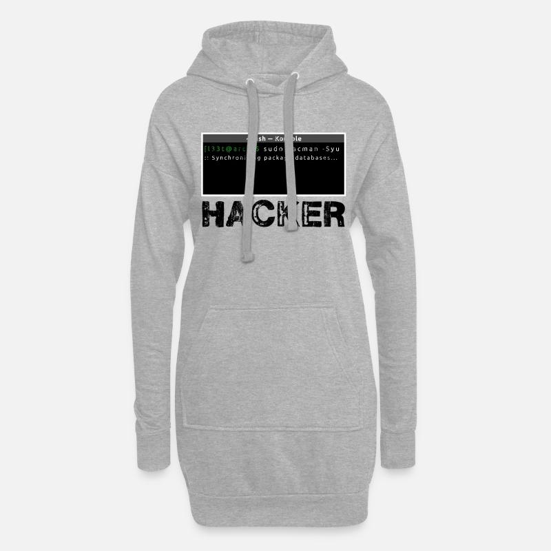 Hacker Linux - Hoodie Dress - heather grey