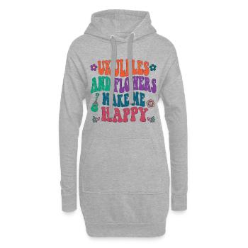 Ukuleles and flowers make me happy - Hoodie-Kleid - Grau meliert - Vorne
