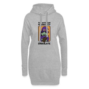 Halloween. Costume. Des bonbons ou des trucs. Sorcière. - Sweat-shirt à capuche long Femme - gris chiné - Devant