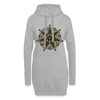 Feenstern, Elfen Stern, Magisches Heptagramm, - Hoodie-Kleid - Grau meliert - Vorne