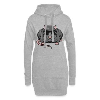 Rat - Sweat-shirt à capuche long Femme - gris chiné - Devant