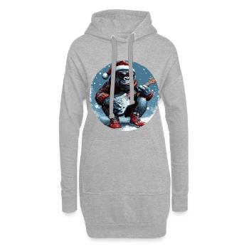 Guitare Rocker Gorilla Christmas - Sweat-shirt à capuche long Femme - gris chiné - Devant