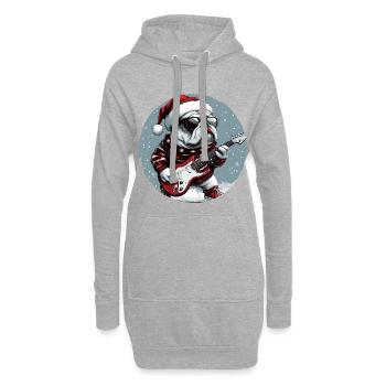 Bulldog Hund Weihnachten Rocker Gitarre - Hoodie-Kleid - Grau meliert - Vorne