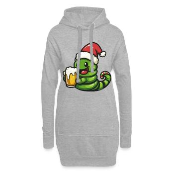 Wurm Weihnachten Bier Lustig - Hoodie-Kleid - Grau meliert - Vorne