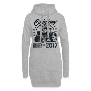 Original 2017 Anniversaire 2017 Fermier Tracteur - Sweat-shirt à capuche long Femme - gris chiné - Devant