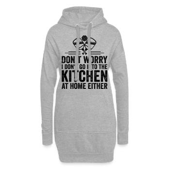 Mach dir keine Sorgen, ich gehe nicht in die Küche - Hoodie-Kleid - Grau meliert - Vorne