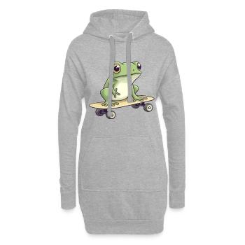LUSTIGER FROSCH AUF SKATEBOARD - Hoodie-Kleid - Grau meliert - Vorne