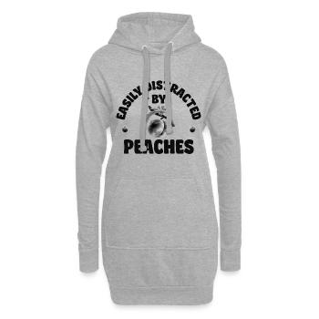 Easily distracted by peaches schwarz - Hoodie-Kleid - Grau meliert - Vorne