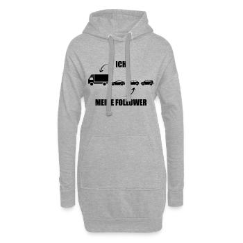 Ich und meine Follower - LKW - Stau - Hoodie-Kleid - Grau meliert - Vorne