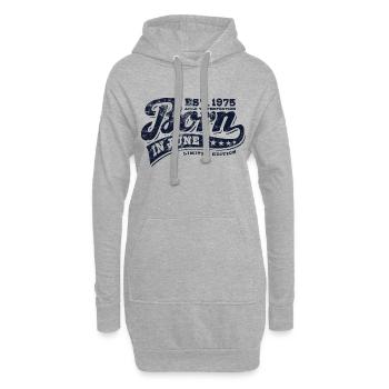 Born in June 1975 - Geburtstag - Geschenk - Hoodie-Kleid - Grau meliert - Vorne