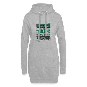 Truckers Frau Geschenke Warnung gehören einem Trucker - Hoodie-Kleid - Grau meliert - Vorne