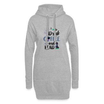 J’adore boire du café et lire des livres café - Sweat-shirt à capuche long Femme - gris chiné - Devant