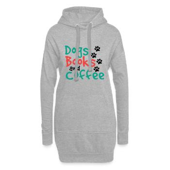 Chiens Livres et café Amusant Dog Lover Cadeaux - Sweat-shirt à capuche long Femme - gris chiné - Devant