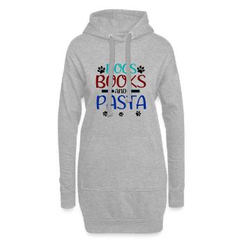 Hundeliebhaber Geschenk Hunde Bücher und Pasta Esser Geschenke - Hoodie-Kleid - Grau meliert - Vorne