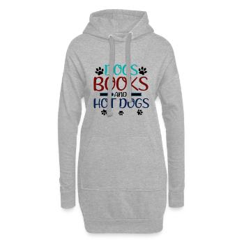 Dog Lover Cadeaux Chiens Livres et Hot-Dogs - Sweat-shirt à capuche long Femme - gris chiné - Devant