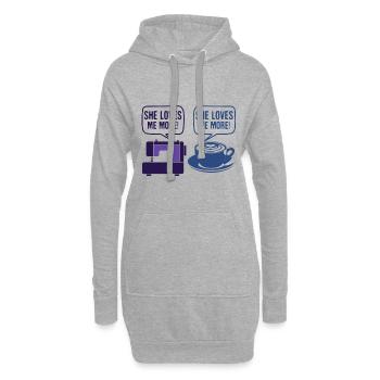 Nähen Humor Geschenk Sie liebt mich mehr Nähen - Hoodie-Kleid - Grau meliert - Vorne