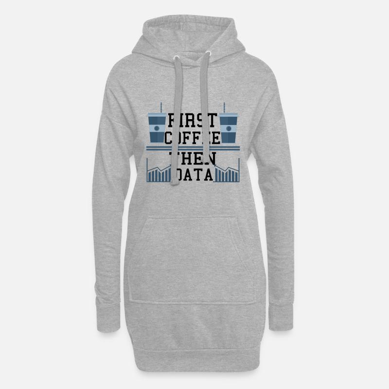Computer Humor Frist Kaffee dann Datenprogrammierer - Hoodie-Kleid - Grau meliert