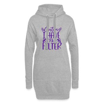 Cadeau sarcastique Attention je n’ai pas de filtre Sarcasme - Sweat-shirt à capuche long Femme - gris chiné - Devant