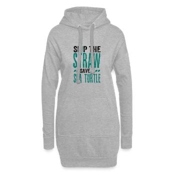 Meeresschutzgeschenk Überspringen Sie einen Strohhalm Retten Sie ein Meer - Hoodie-Kleid - Grau meliert - Vorne