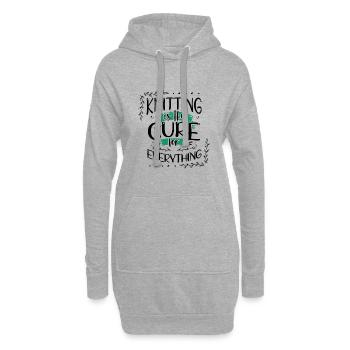 Stricker Geschenk Stricken ist das Heilmittel für alles - Hoodie-Kleid - Grau meliert - Vorne