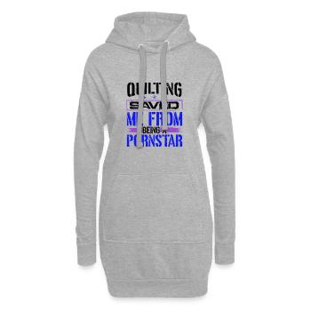 La courtepointe m’a sauvé d’être une courtepointe de pornstar - Sweat-shirt à capuche long Femme - gris chiné - Devant