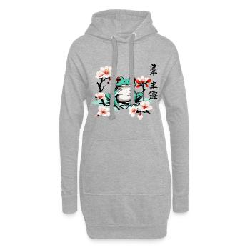 Grenouille japonaise fleurs de cerisier Vintage Art - Sweat-shirt à capuche long Femme - gris chiné - Devant